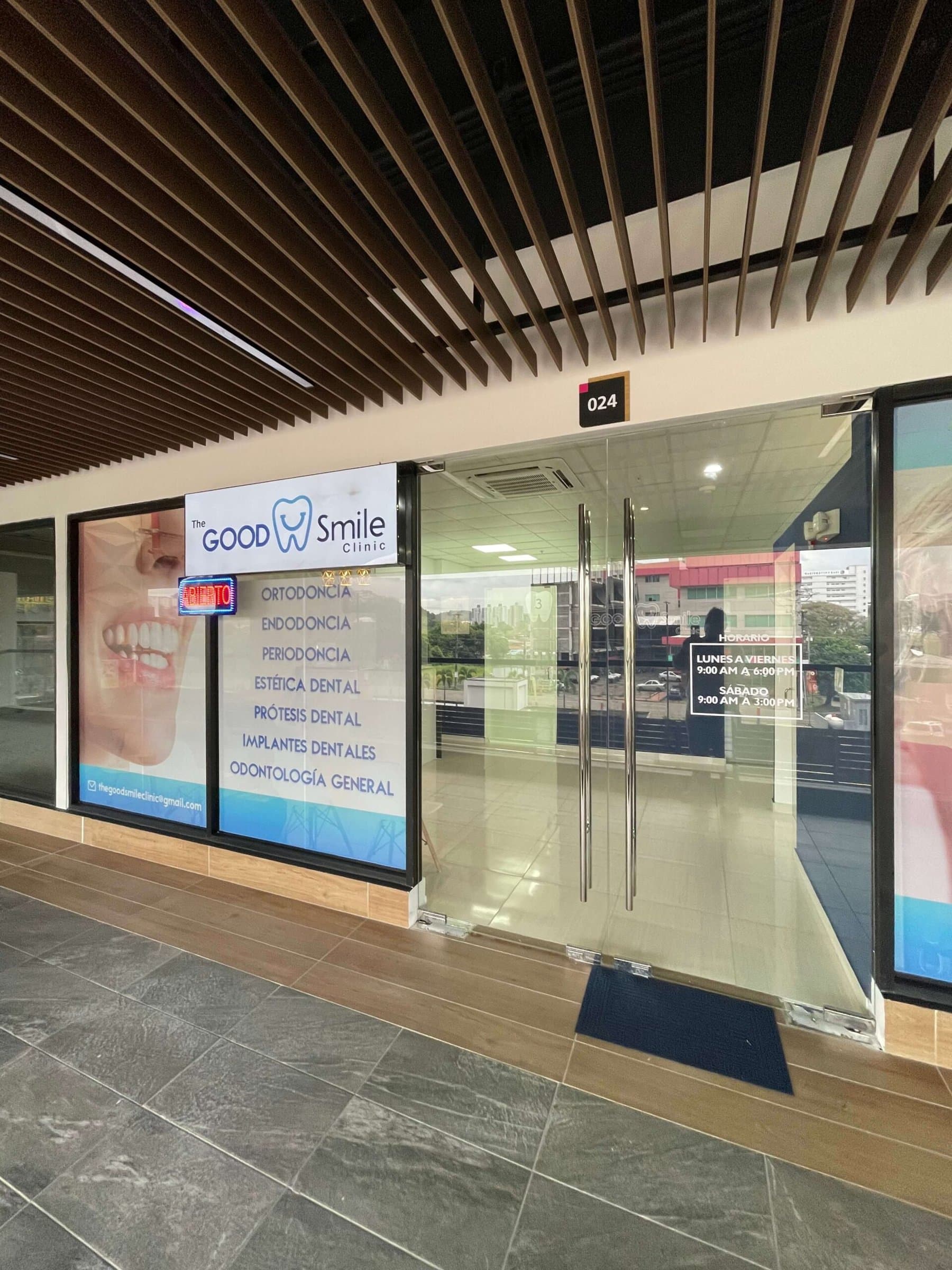 Greenwood Plaza commercial unit entrance in the covered gallery