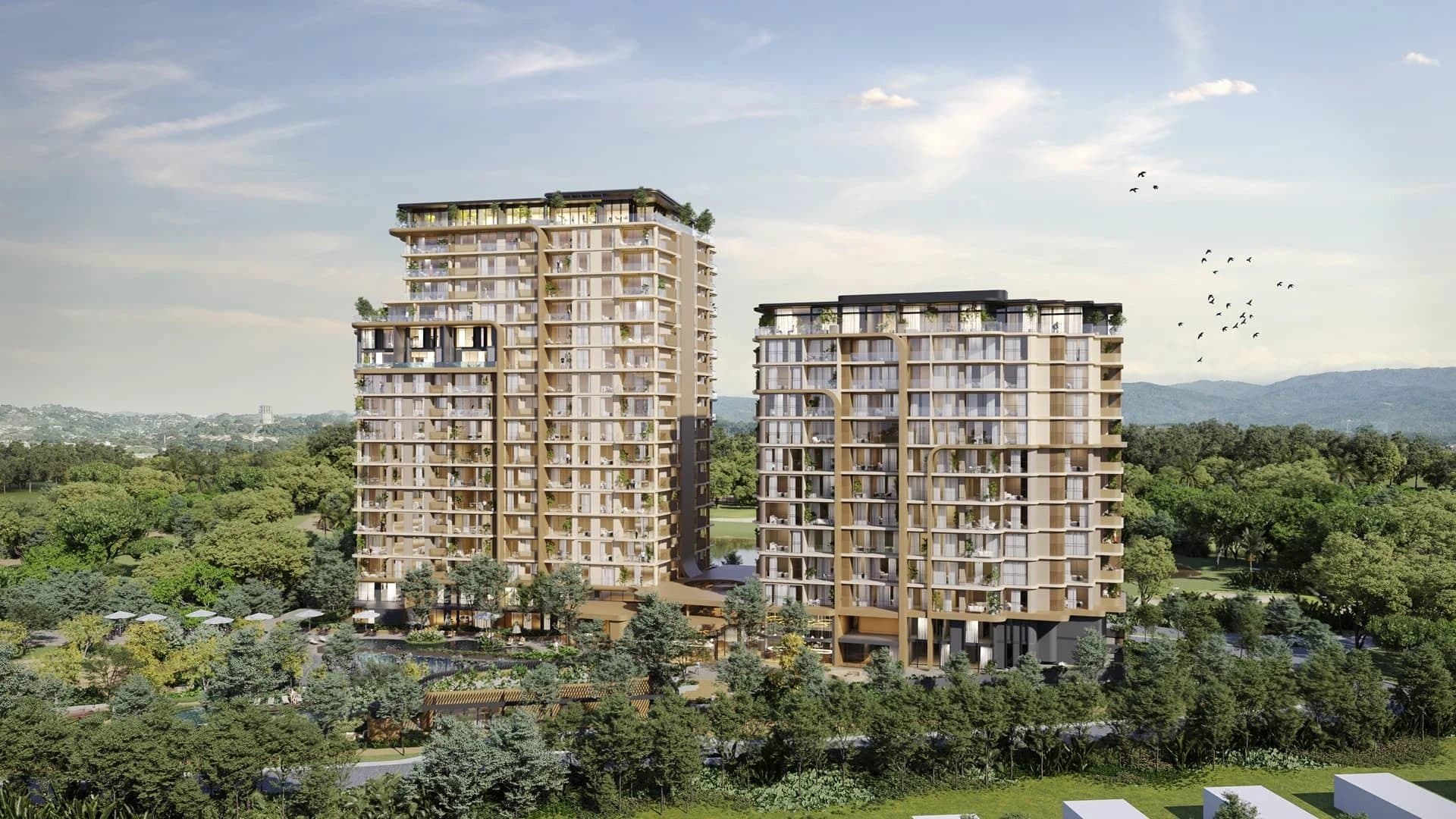 Bosco di Santa María towers rising above the tropical forest of Santa Maria