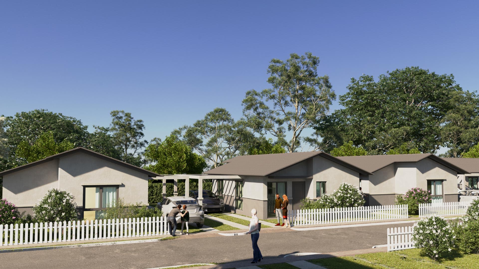 Rendering of the Villa Serena gated street of houses at Bayside