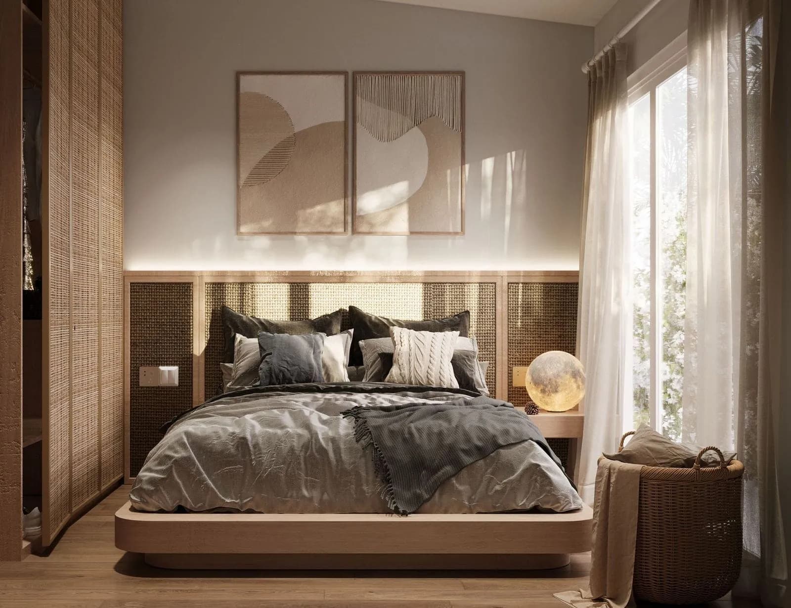 Rendering of an Ocean Front apartment bedroom