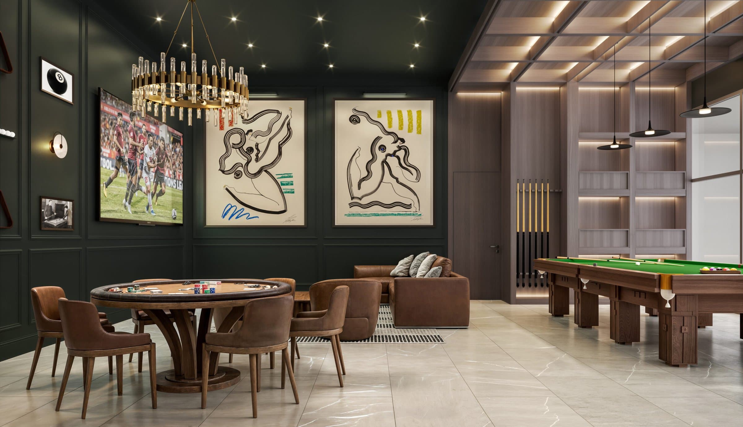 Aurum game room with pool and card tables