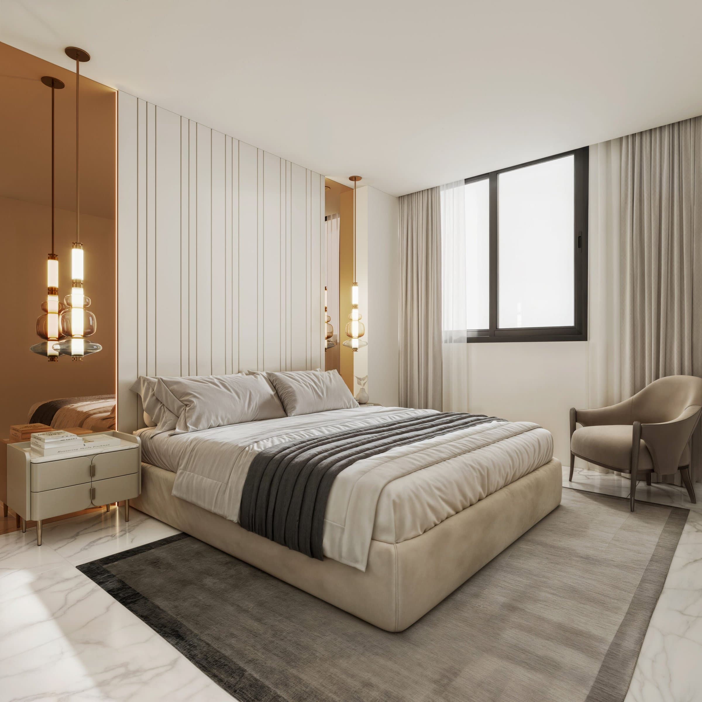 Master bedroom in an Aurum apartment, Costa del Este