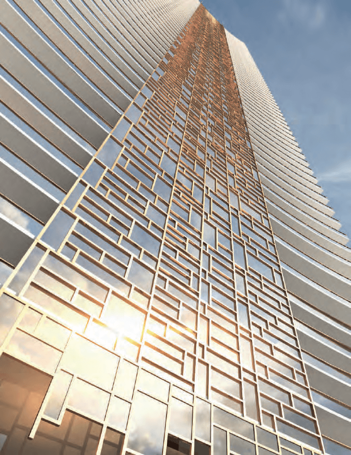 Rendering of the bronze lattice detail on the La Maison by Fendi Casa tower facade