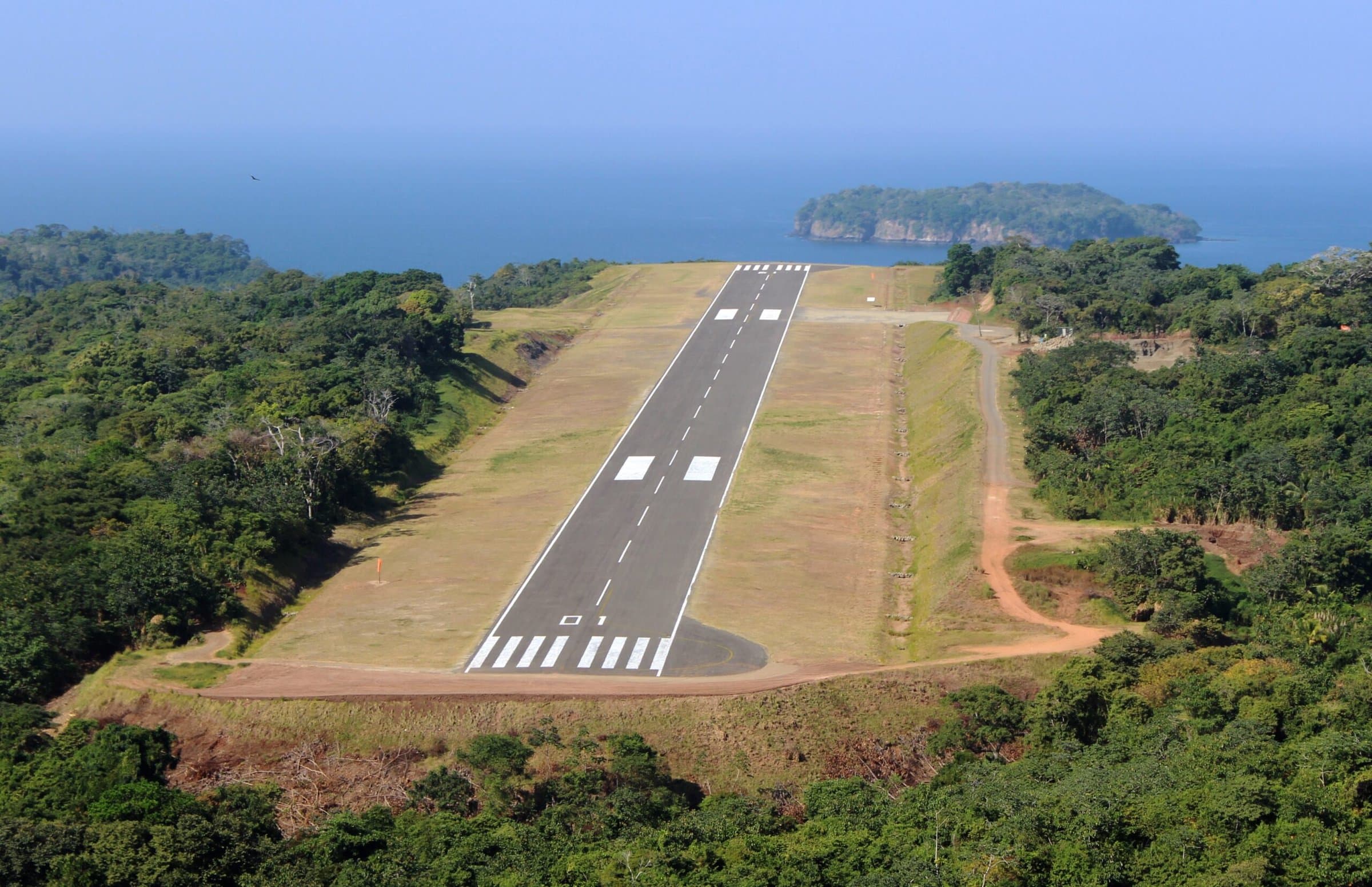 Private airstrip cutting through the tropical forest of Pearl Island