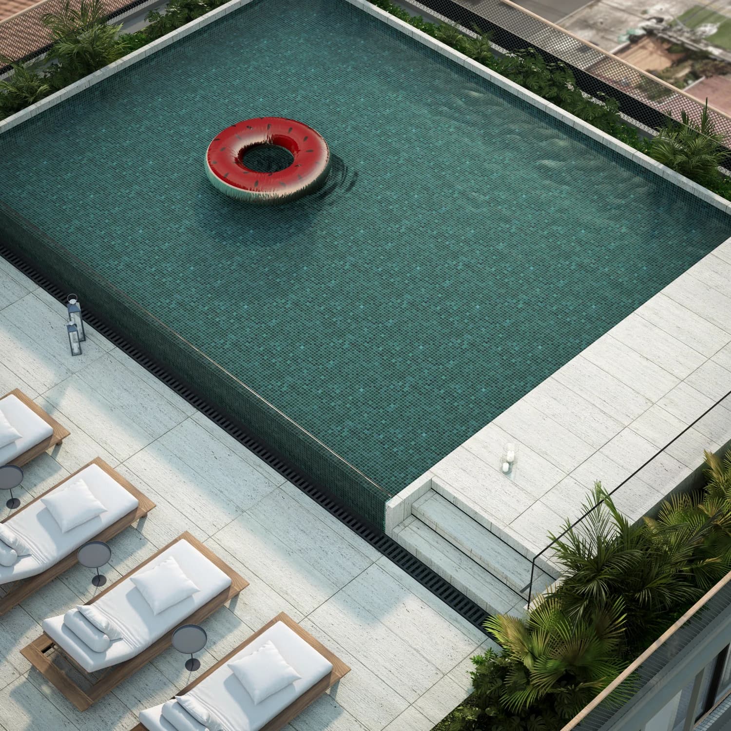 Aerial view of the Loom Residences pool deck