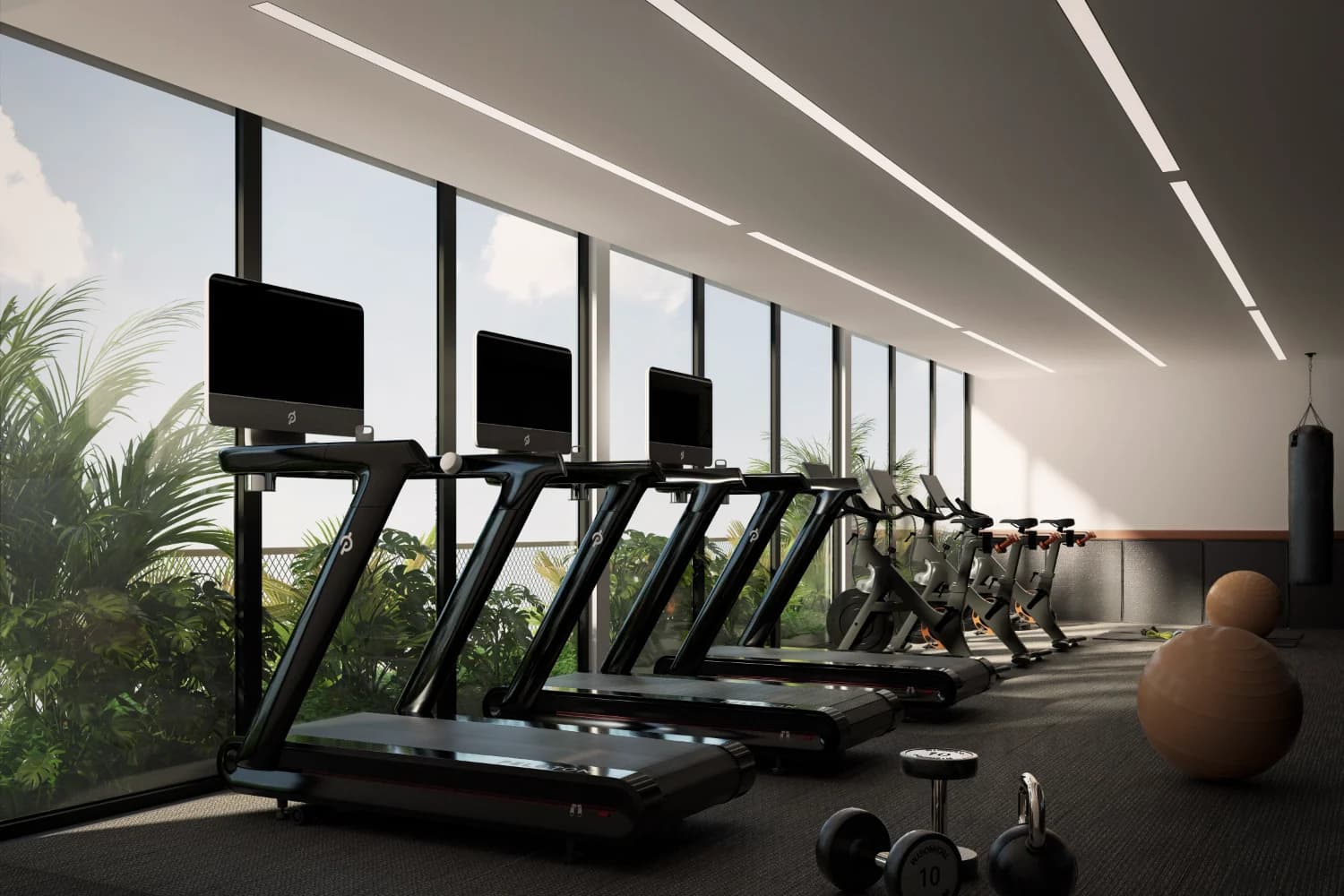 Loom Residences fitness center with treadmills