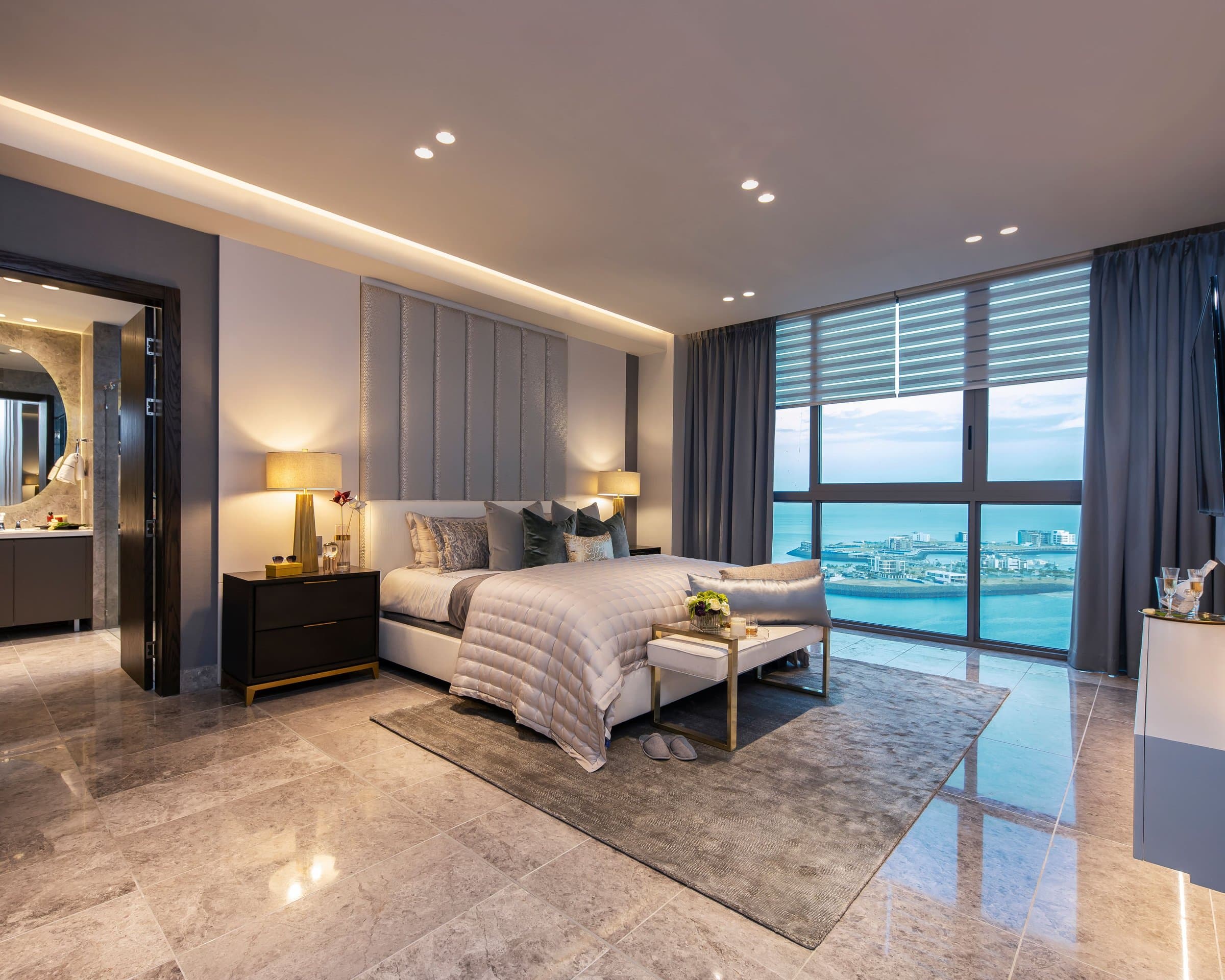 Primary bedroom with ocean views in a Sea Point residence