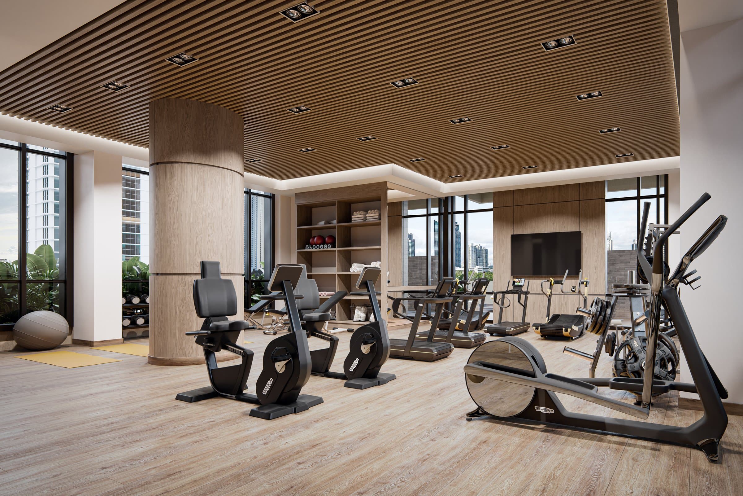 Fitness studio with cardio equipment at Madero