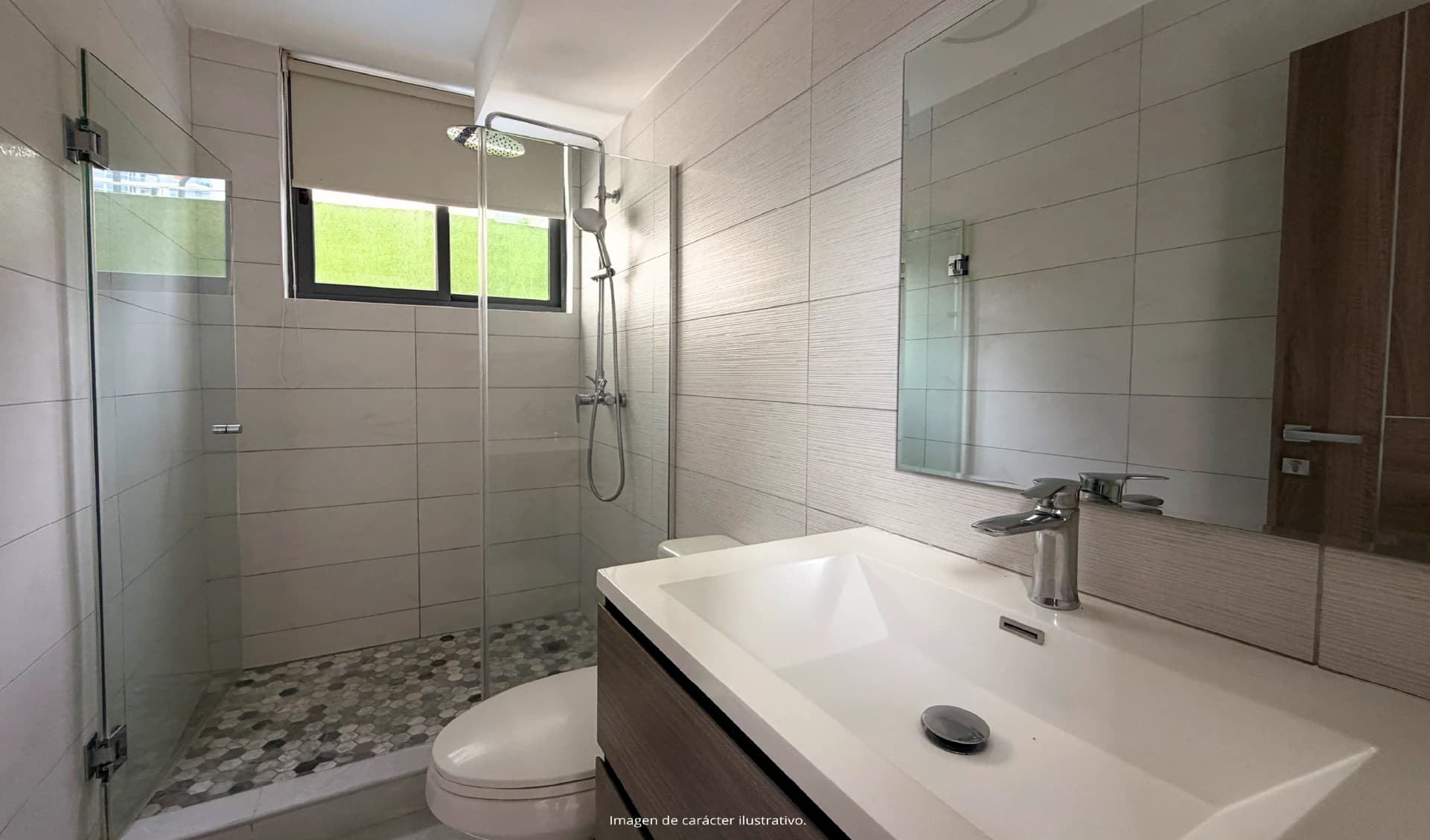 Bathroom with glass shower in a Prestige Bella Vista apartment