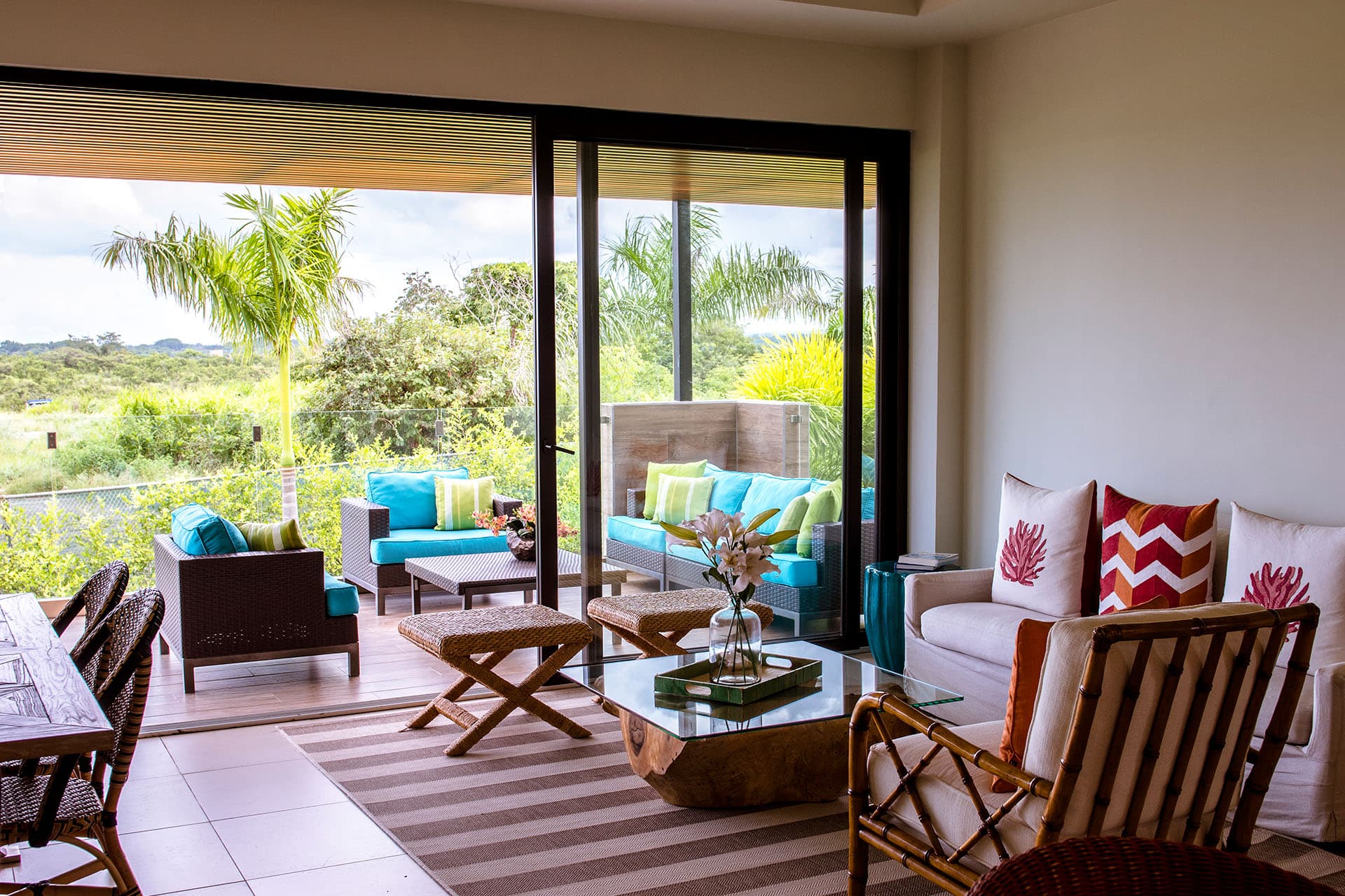 Living room opening onto the terrace in a Luceros townhouse