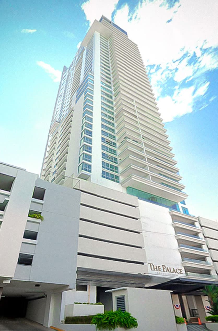 The Palace residential tower rising 46 stories over Bella Vista, Panama City