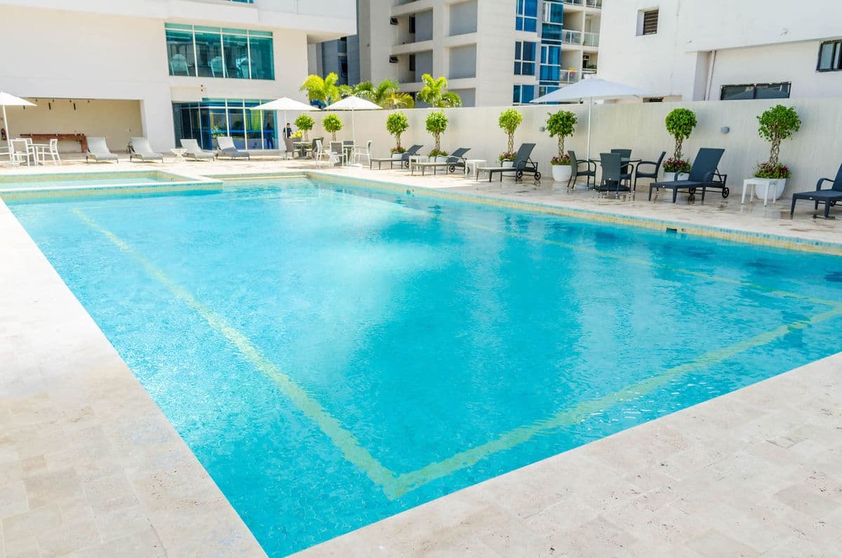 Swimming pool and sun deck at The Palace, Bella Vista