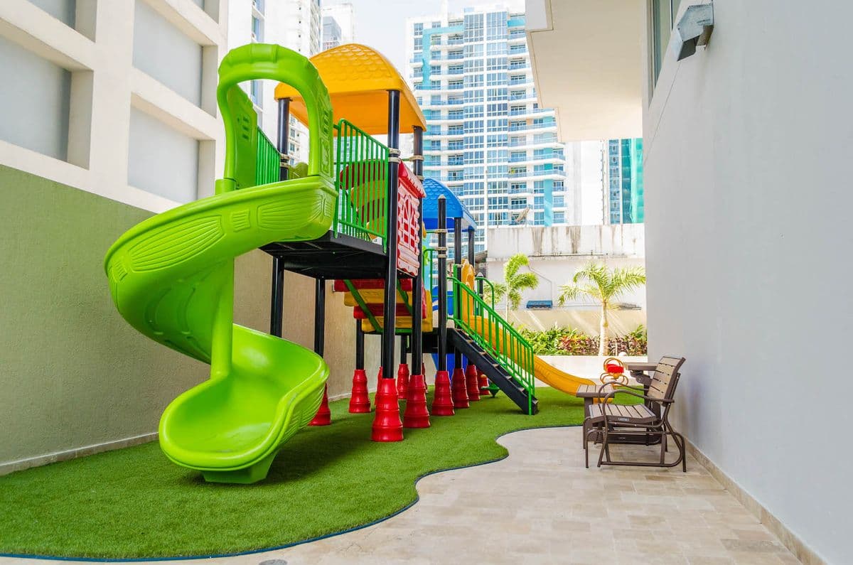 Outdoor children's playground on the amenity level of The Palace