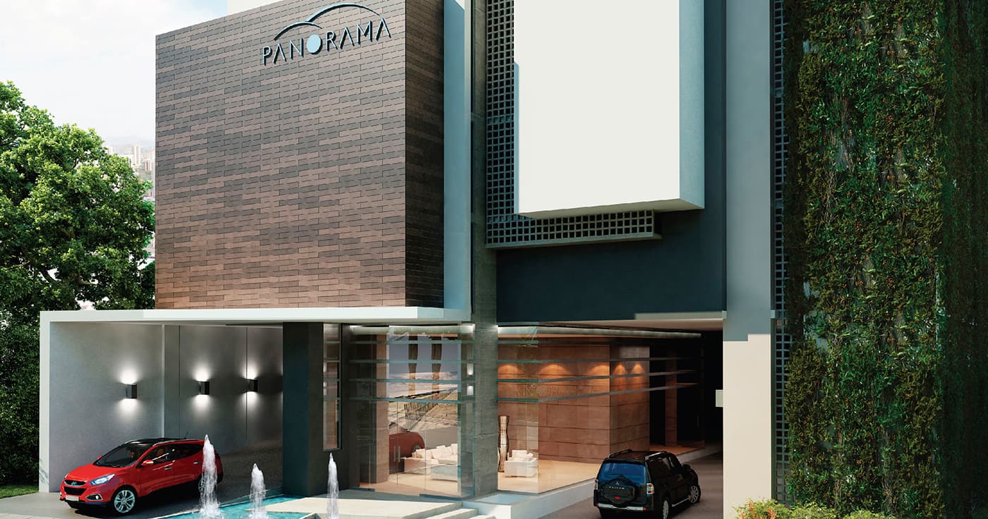 Rendering of the Panorama tower entrance and porte-cochere in Coco del Mar