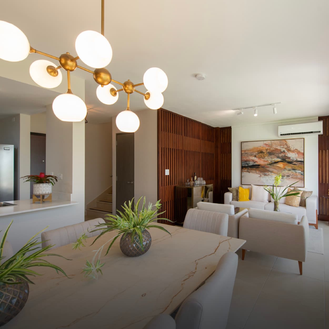 Open dining and living area in a Bosques del Pacifico model home