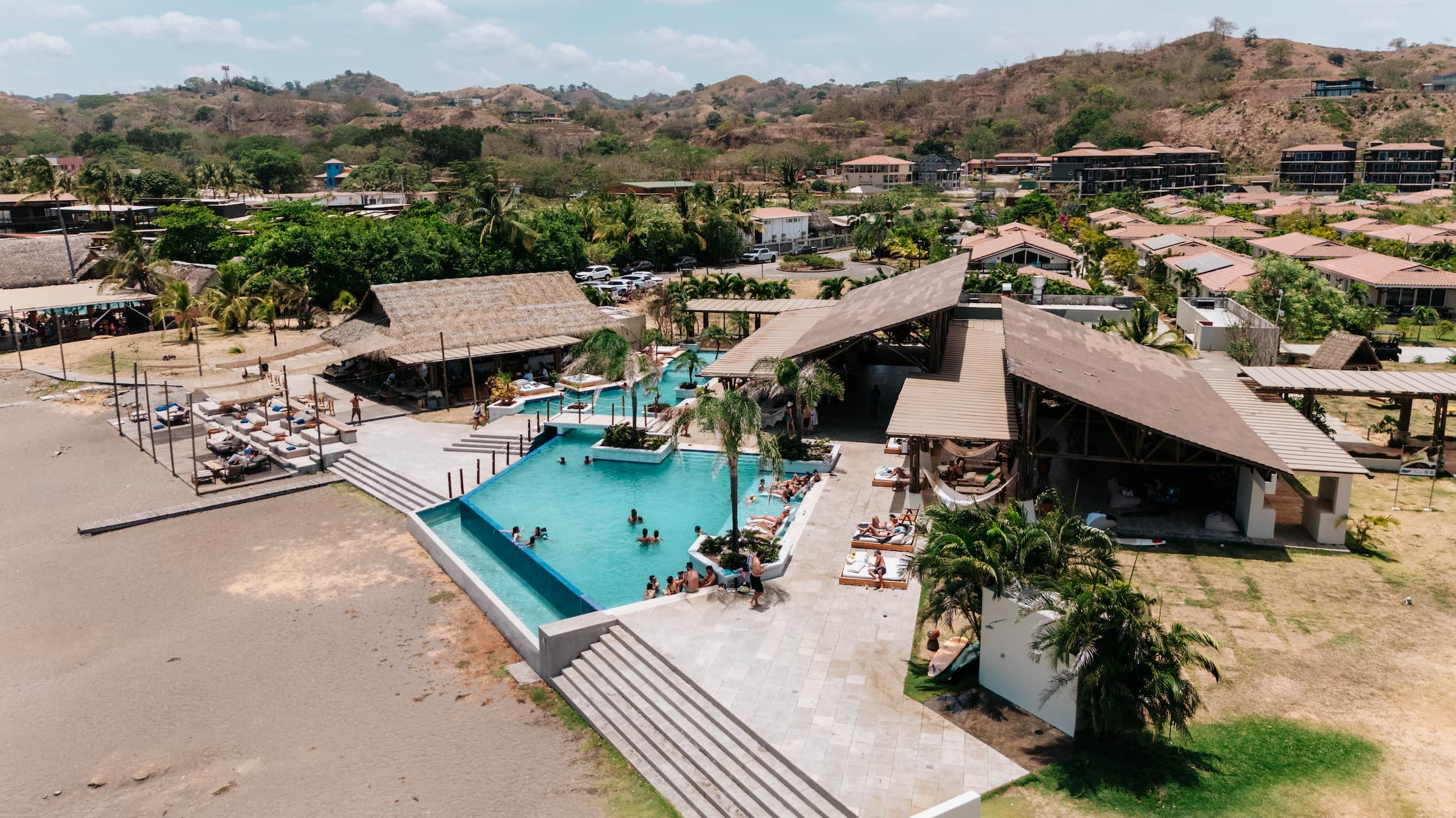 Aerial view of the Blue Venao beach club pool on Playa Venao