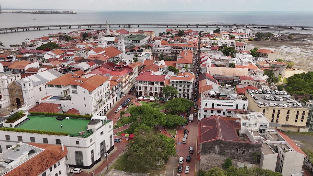 Aerial view of Casco Antiguo around Plaza Herrera, where Barlove stands, from the developer's project video