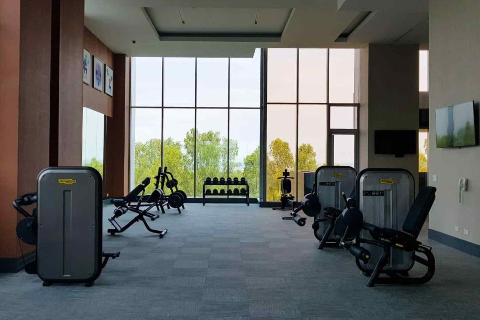 Gym with cardio and weight machines at Regalia, Costa del Este