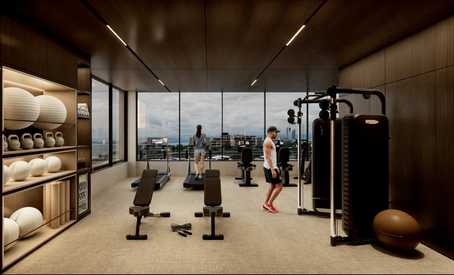 Casa 55 fitness center with ocean views