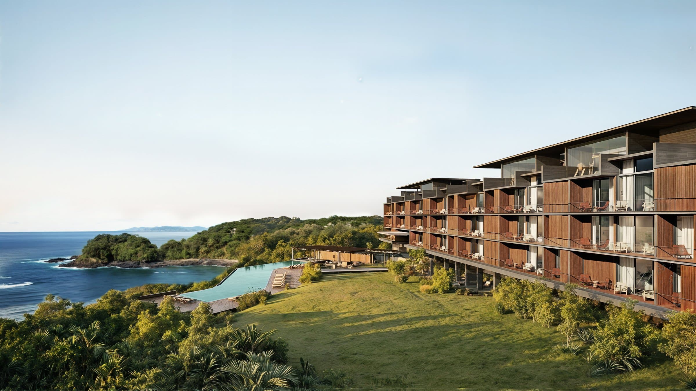 MARE beach condos at Vervana with infinity pool facing Achotines Bay in Playa Venao