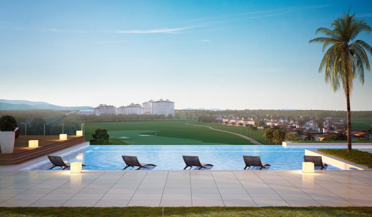 Rendering of the Greenview Residences infinity pool overlooking the Santa Maria golf course