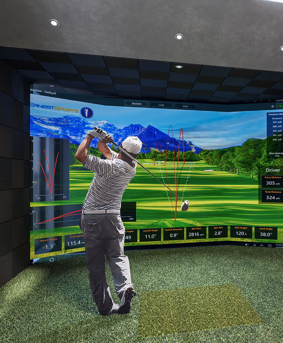 Golf simulator room at X The Building, San Francisco