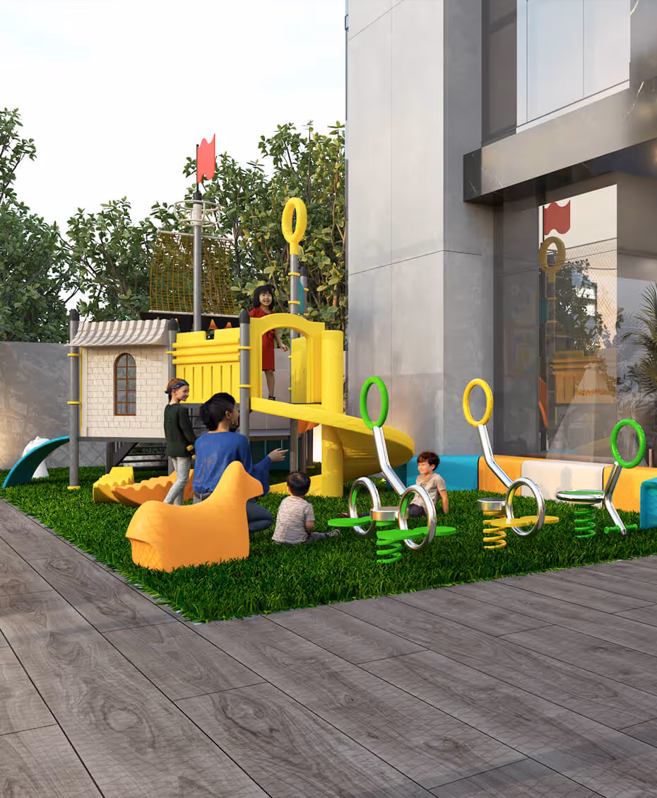 Kids playground on the social deck of X The Building