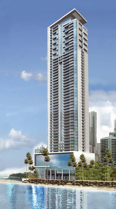 Rendering of the Aquamare tower on the Punta Pacifica waterfront, Panama City