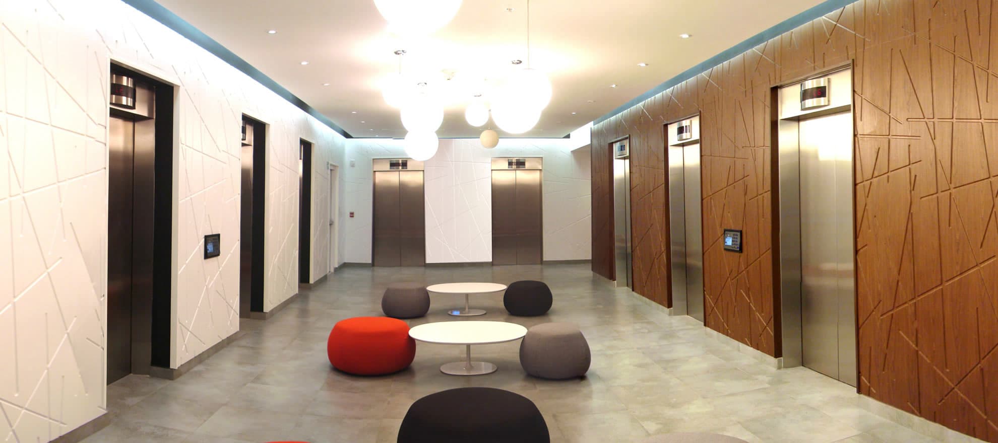 Oceania Business Plaza elevator lobby with seating