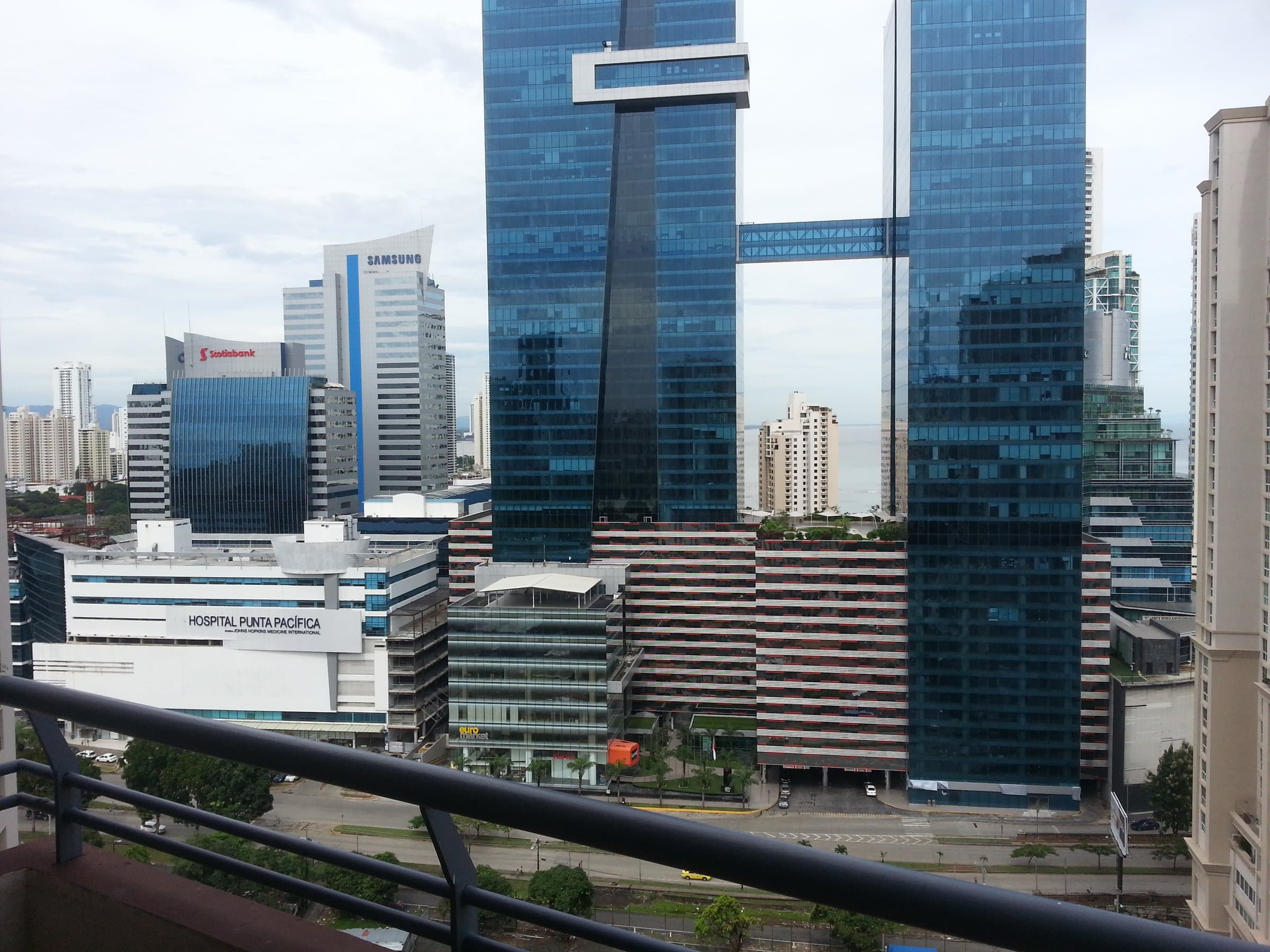 View from a Pacific Wind balcony over the Punta Pacifica towers and Hospital Punta Pacifica