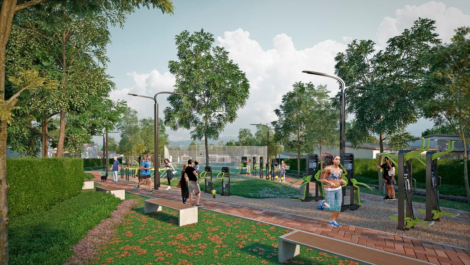 Outdoor fitness park with trees at Santa Mónica