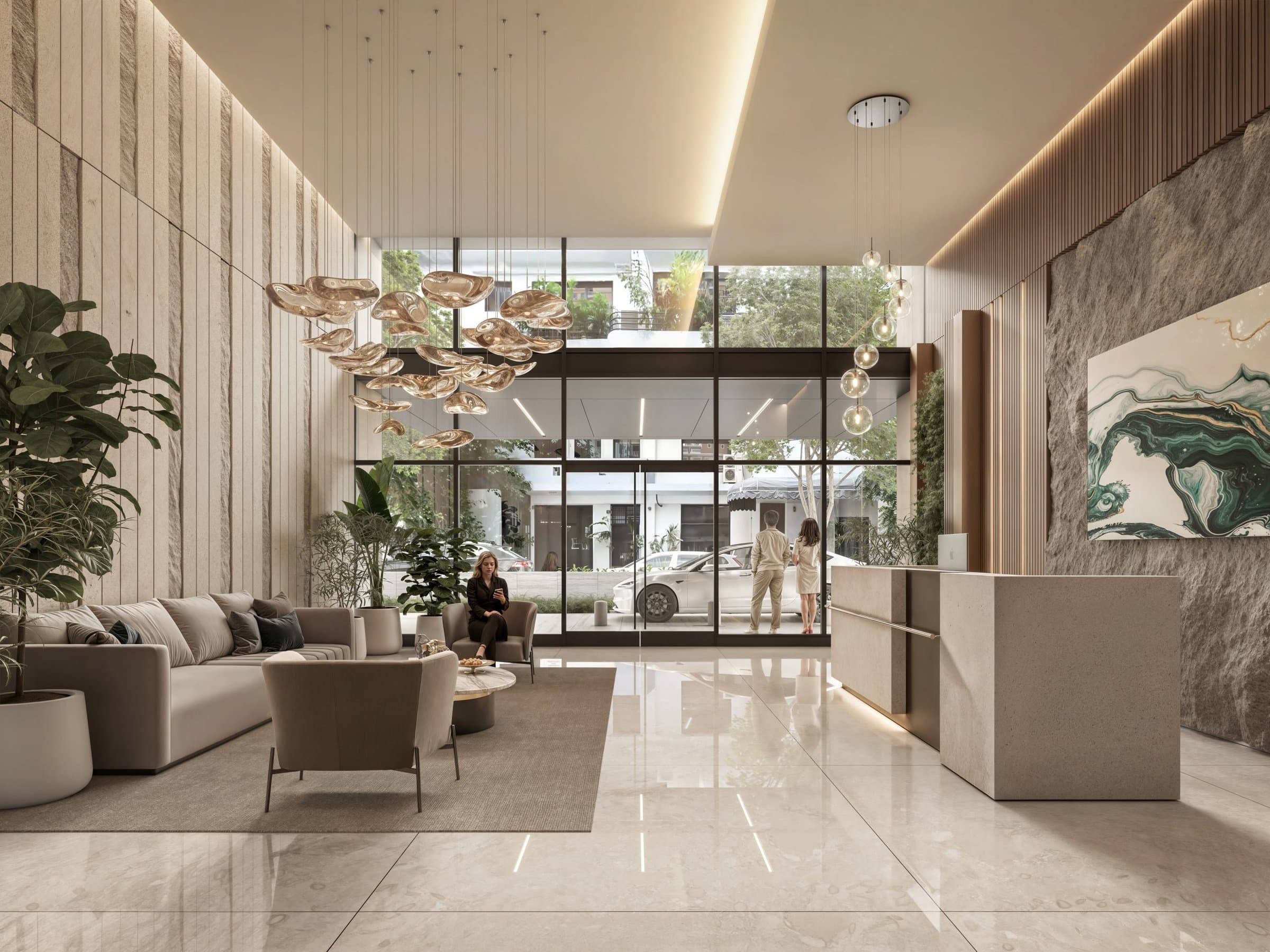 Lobby and reception of the Seaside tower