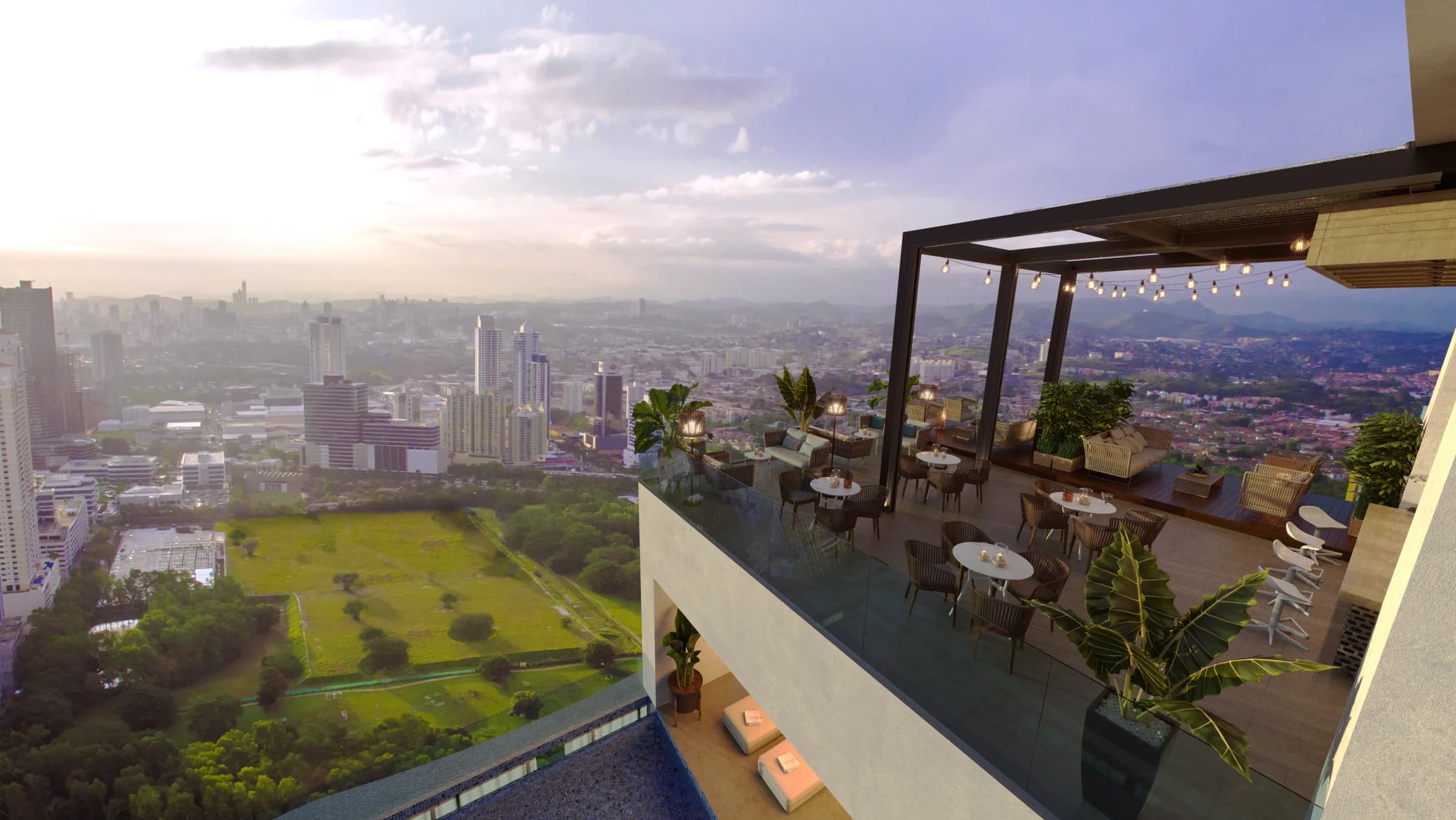 Rooftop terrace at Arcadia del Este overlooking Costa del Este