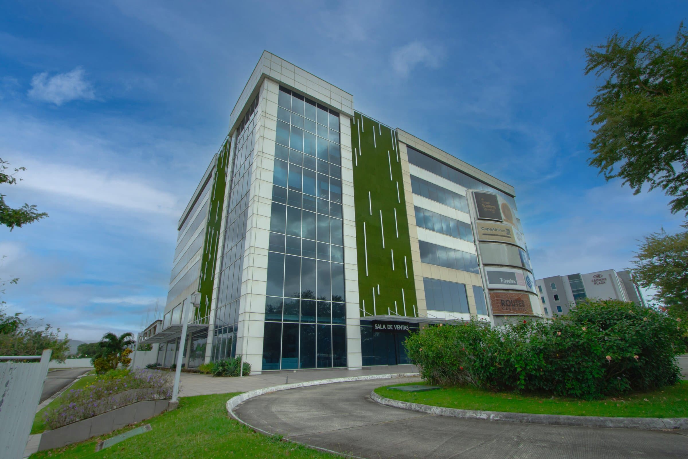 Global Business Terminal Tower A with its green wall, near Tocumen airport