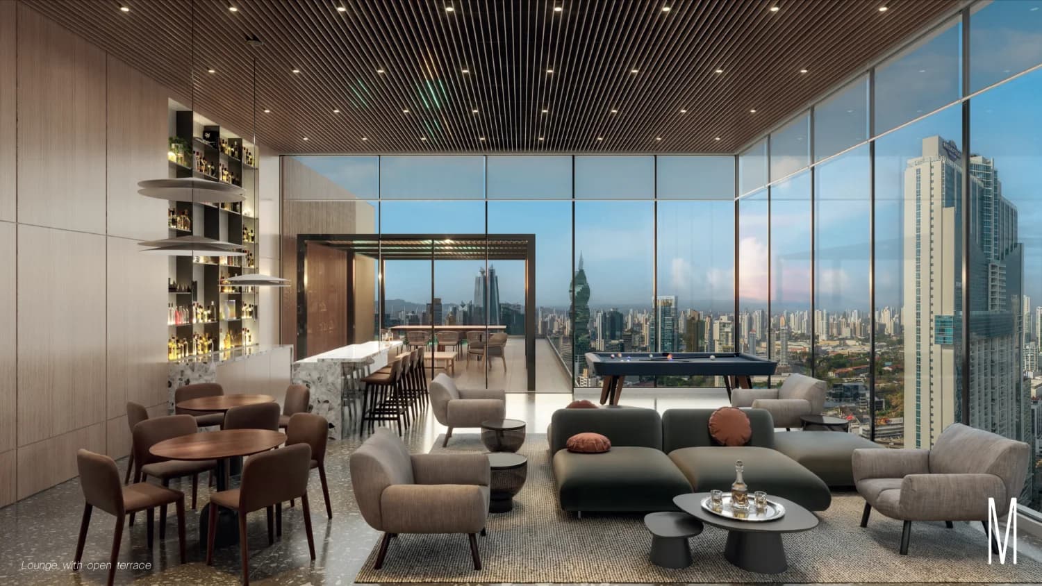 Moderna 360 social lounge with billiards and bar