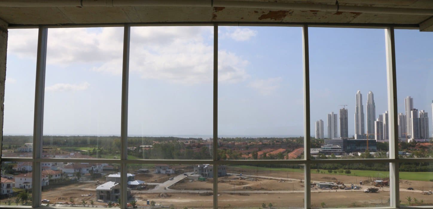 Office window view from PH Arifa toward the Panama City skyline