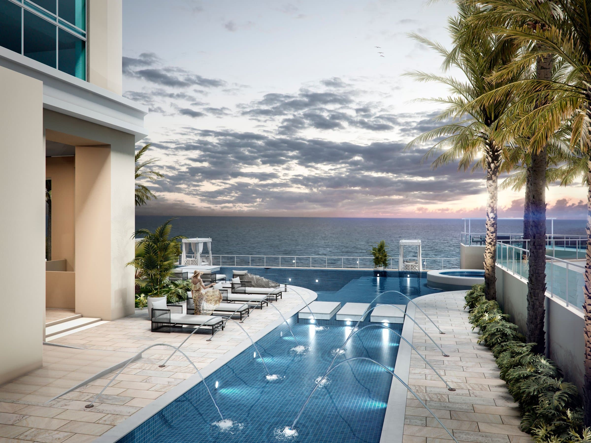 Lap pool and sun deck facing the Pacific at Pacific Point Torre 400