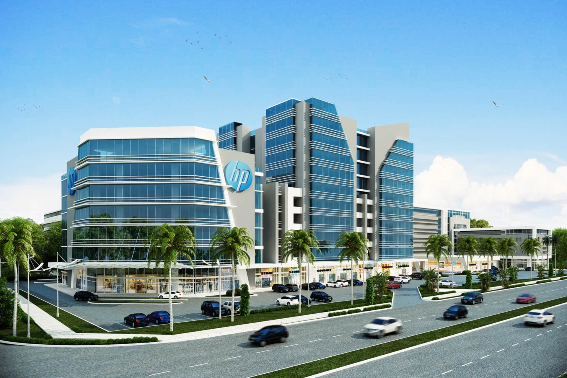 Rendering of Condado Business Center at the entrance to Condado del Rey