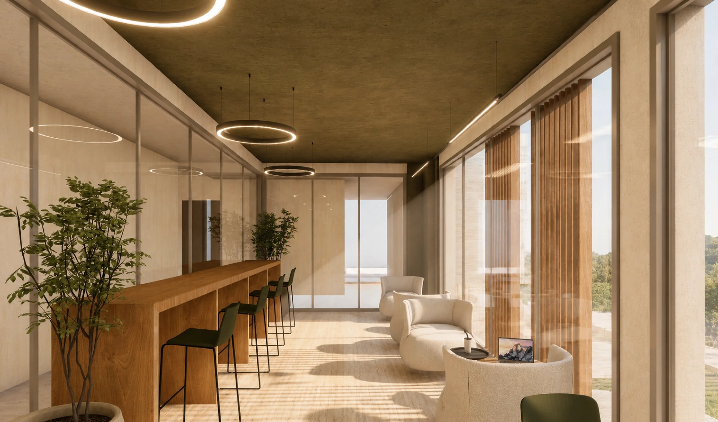 Co-working bar and lounge area at The Edge Marbella