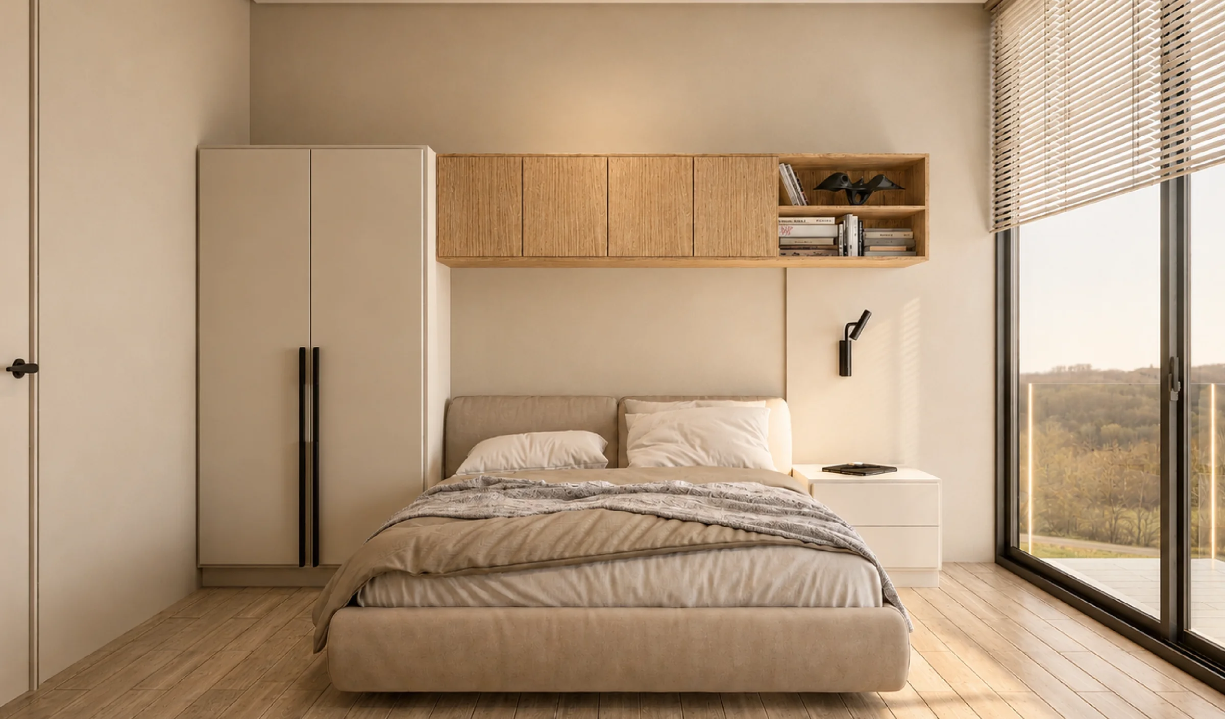 Bedroom with built-in wardrobe in a The Edge Marbella apartment