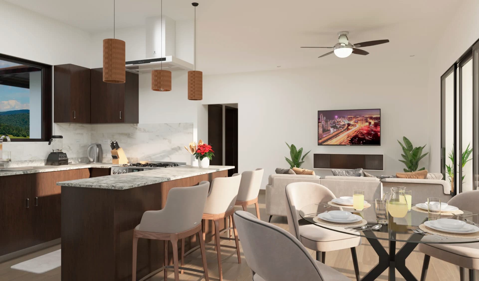 Kitchen and dining area in a Grand Canyon Platino house