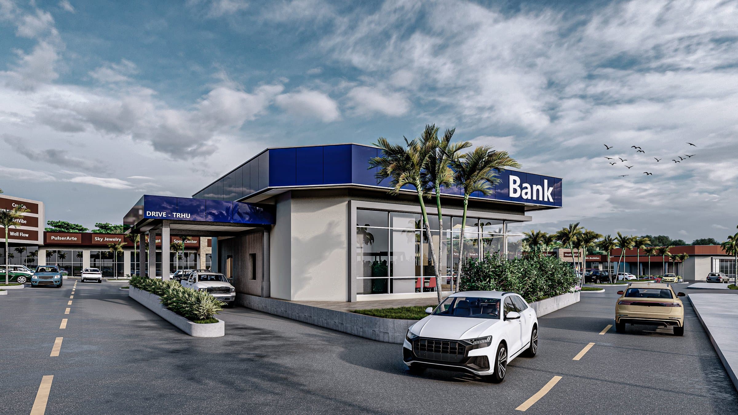 Drive-through bank pavilion at Uniplaza Vacamonte