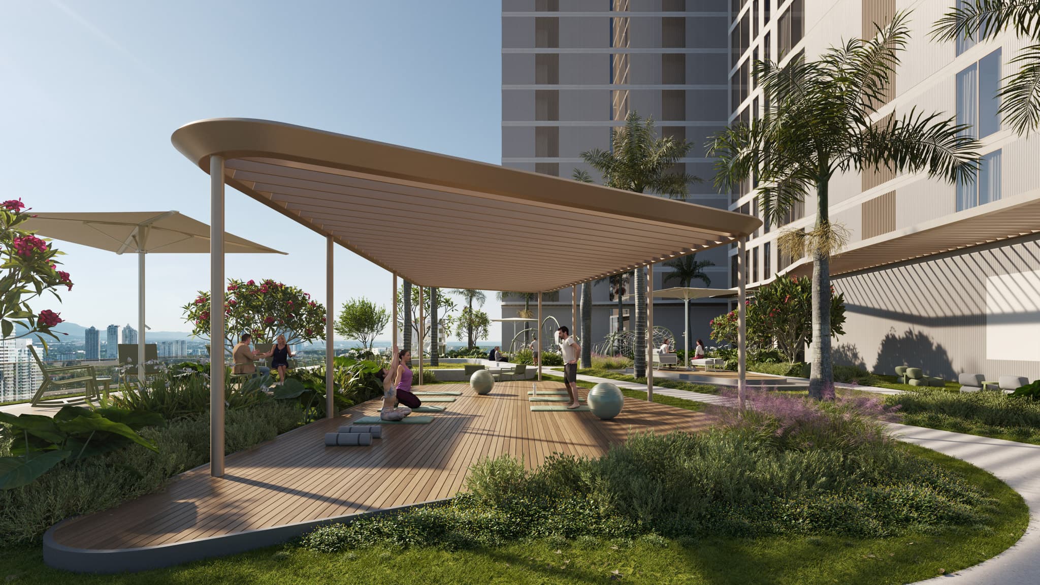 Shaded garden terrace on the DIECI podium