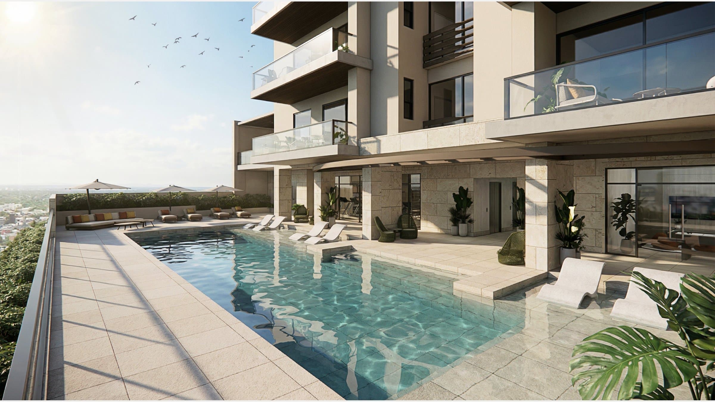 Swimming pool terrace of Torre Altair, Santa Maria