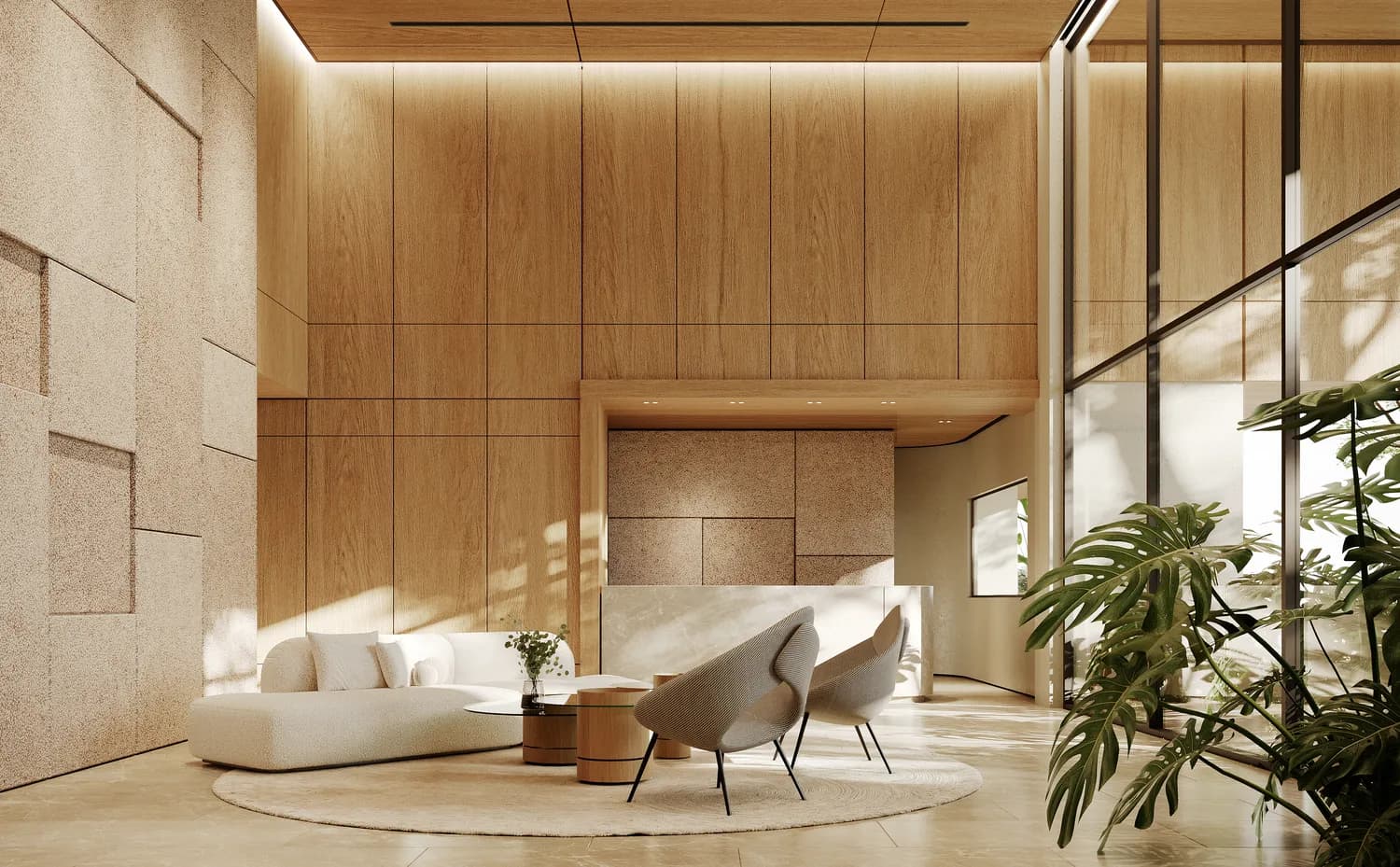 Double-height lobby of Blau, Costa del Este