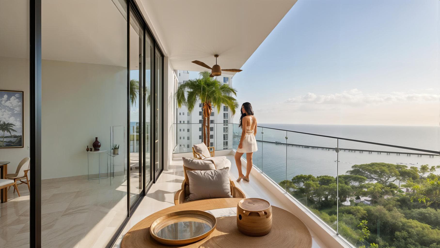 Balcony-terrace with bay views of an apartment at Cocomare