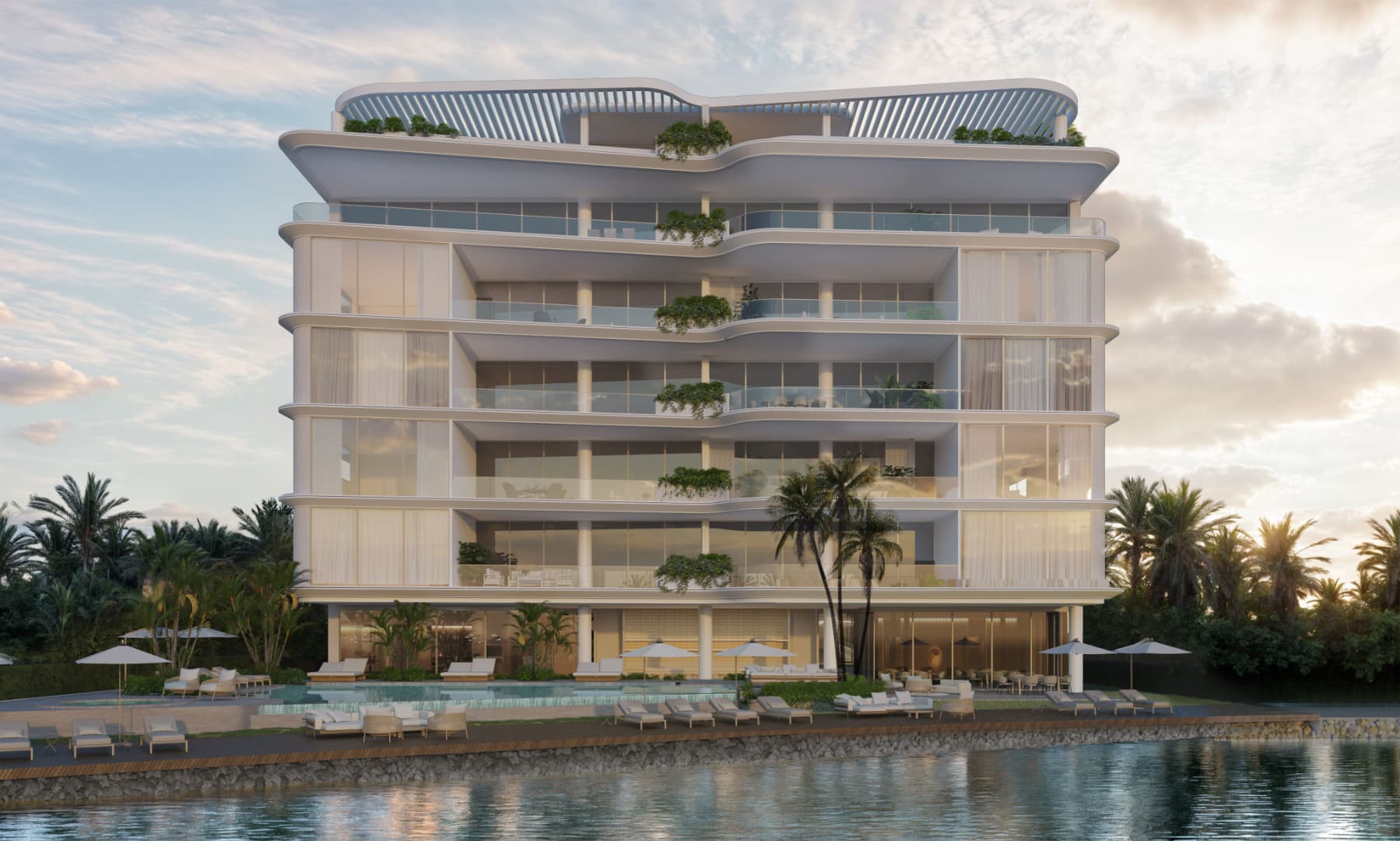 Azure residential building on the waterfront of Ocean Reef Islands