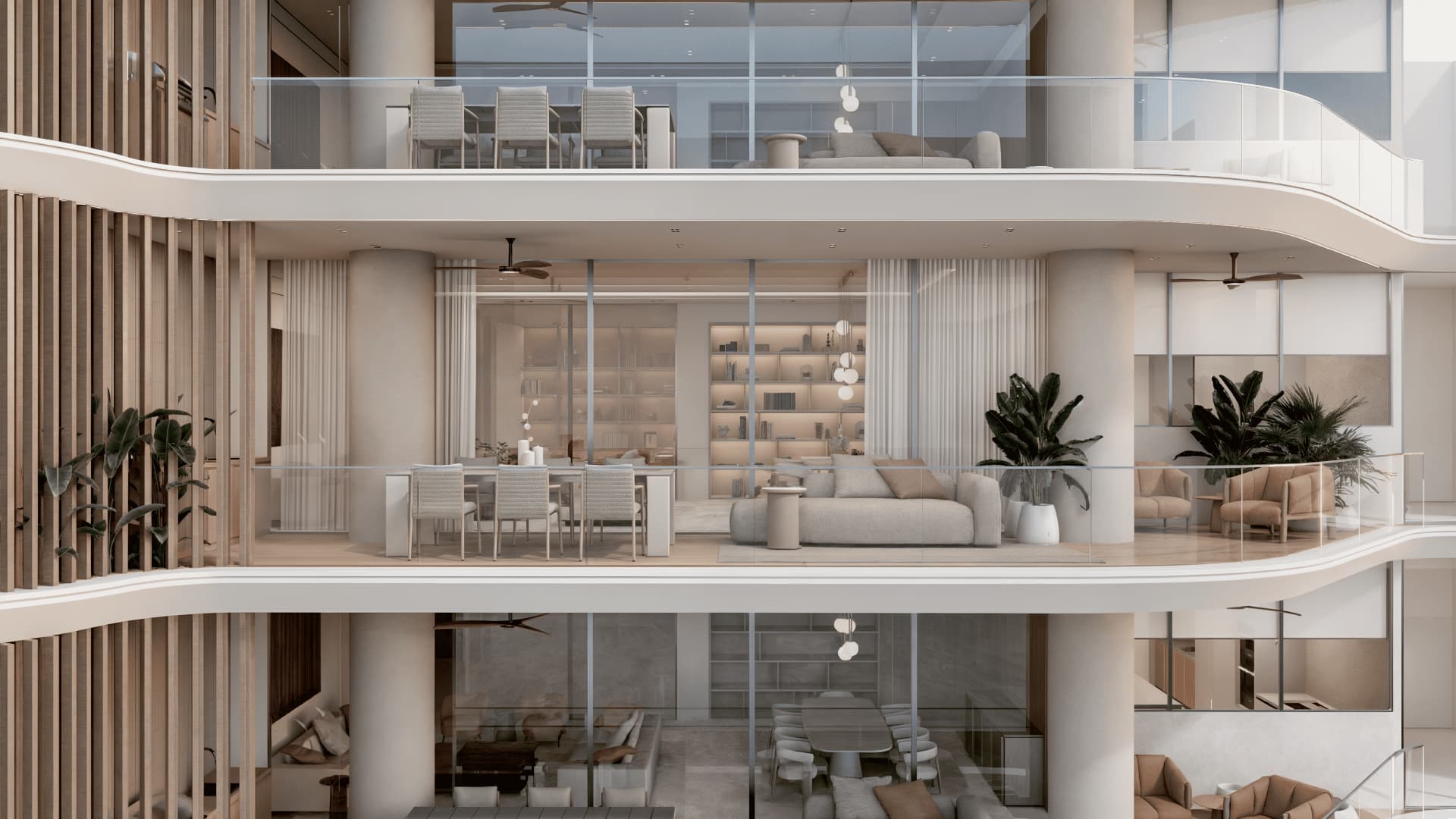 Terraces and living areas of the Azure residences