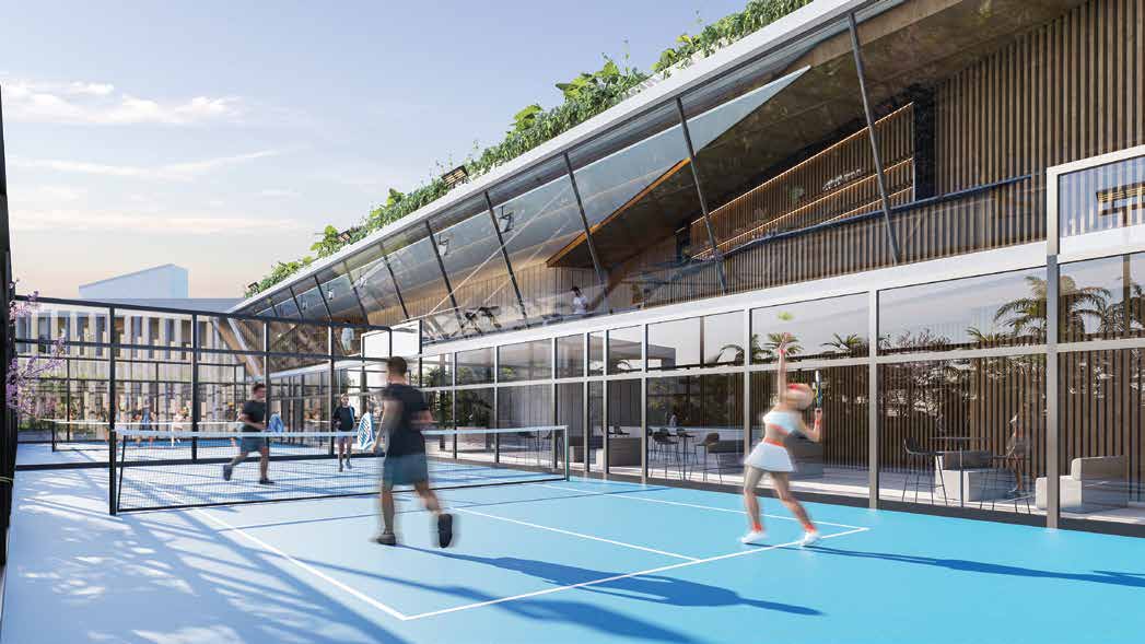 Paddle court under the glass roof of O Club Residences