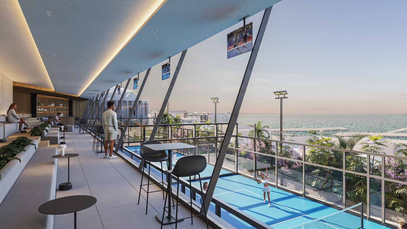 Sports bar overlooking the courts at O Club Residences
